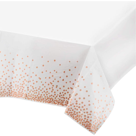 4 Pieces Rose Gold Party Tablecloth Plastic Tablecloth Rose Gold Polka Dot Confetti Tablecloth, Rectangular Tablecloth for Wedding, Birthday, Party, Picnic (137 x 274 cm)