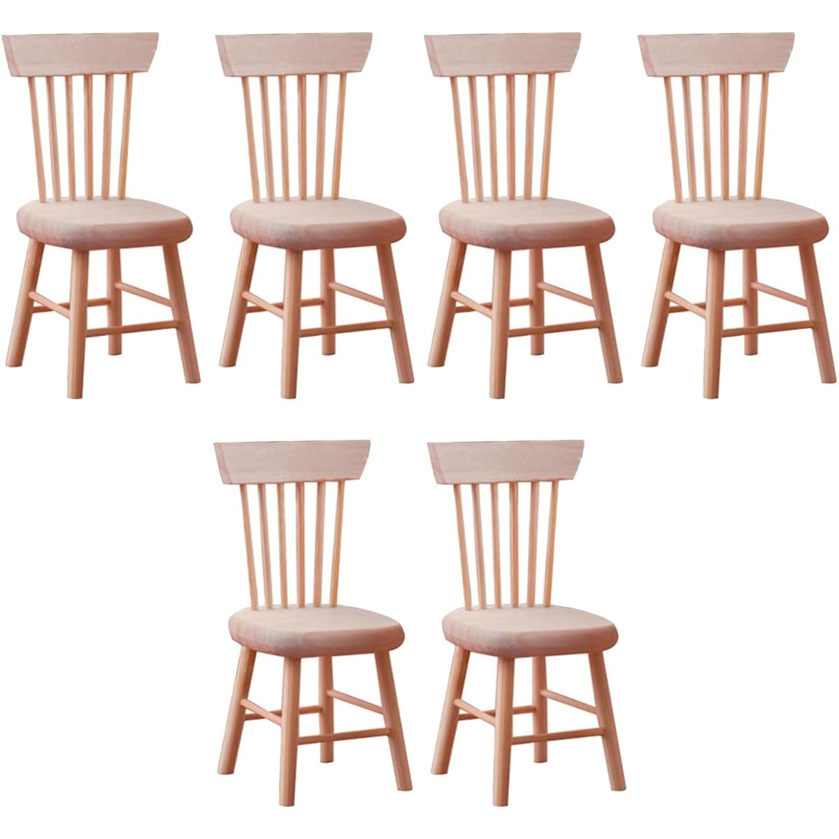 Toyvian 6 Pieces 1:12 Scale Dollhouse Chair Mini Wooden Chair Miniature Furniture Photo Layout Props for Dollhouse Landscape Garden