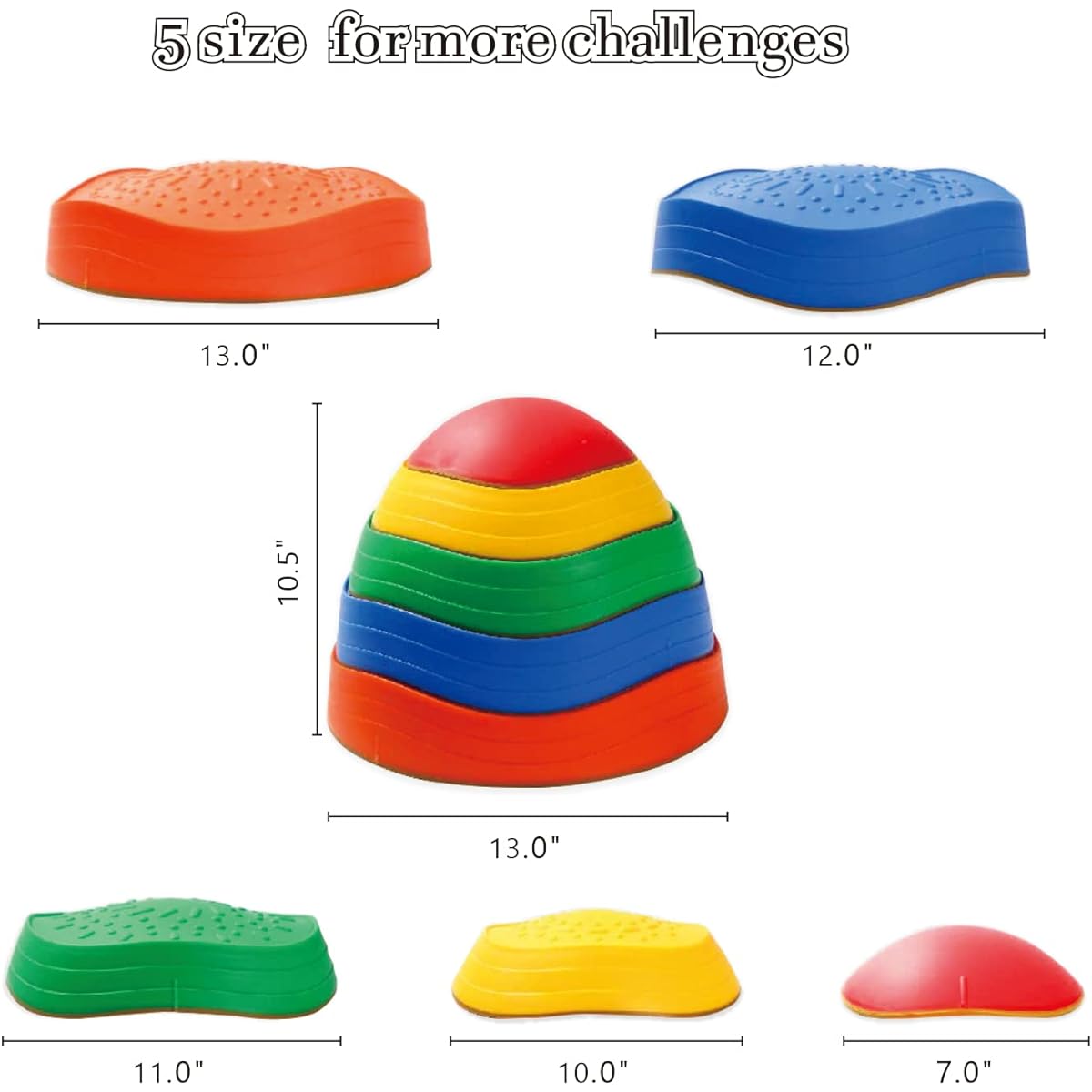 Domaxart 5pcs Balance Stepping Stones, Jumping Stones for Kids up to 265lbs, Toddler Obstacle Course Coordination Game Toys for Ages 3+, Indoor or Outdoor Play