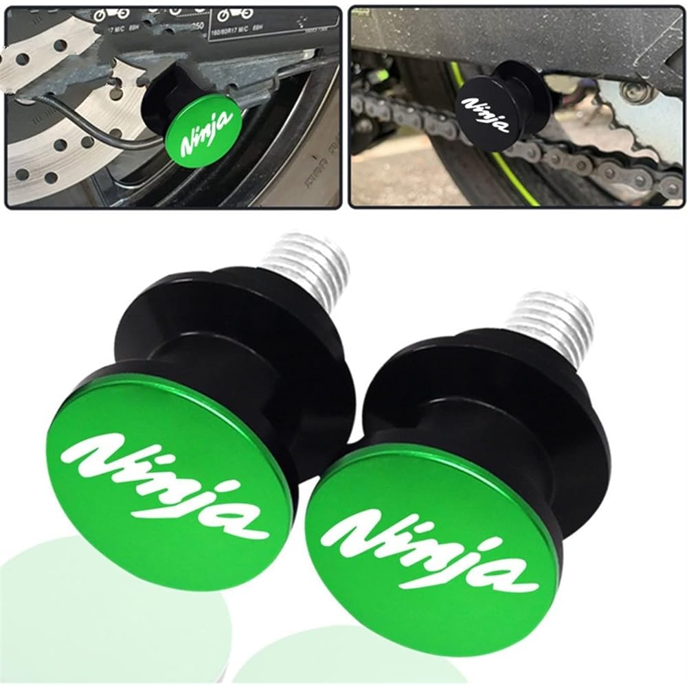 DOOREX M8 Motorcycle CNC Swing Arm Spool Stand Screw Slider for Kawasaki Ninja 400 650 1000/1000SX Ninja400 Ninja650 Ninja 1000/1000SX Swing Arm Slider Spool (Size : Green)