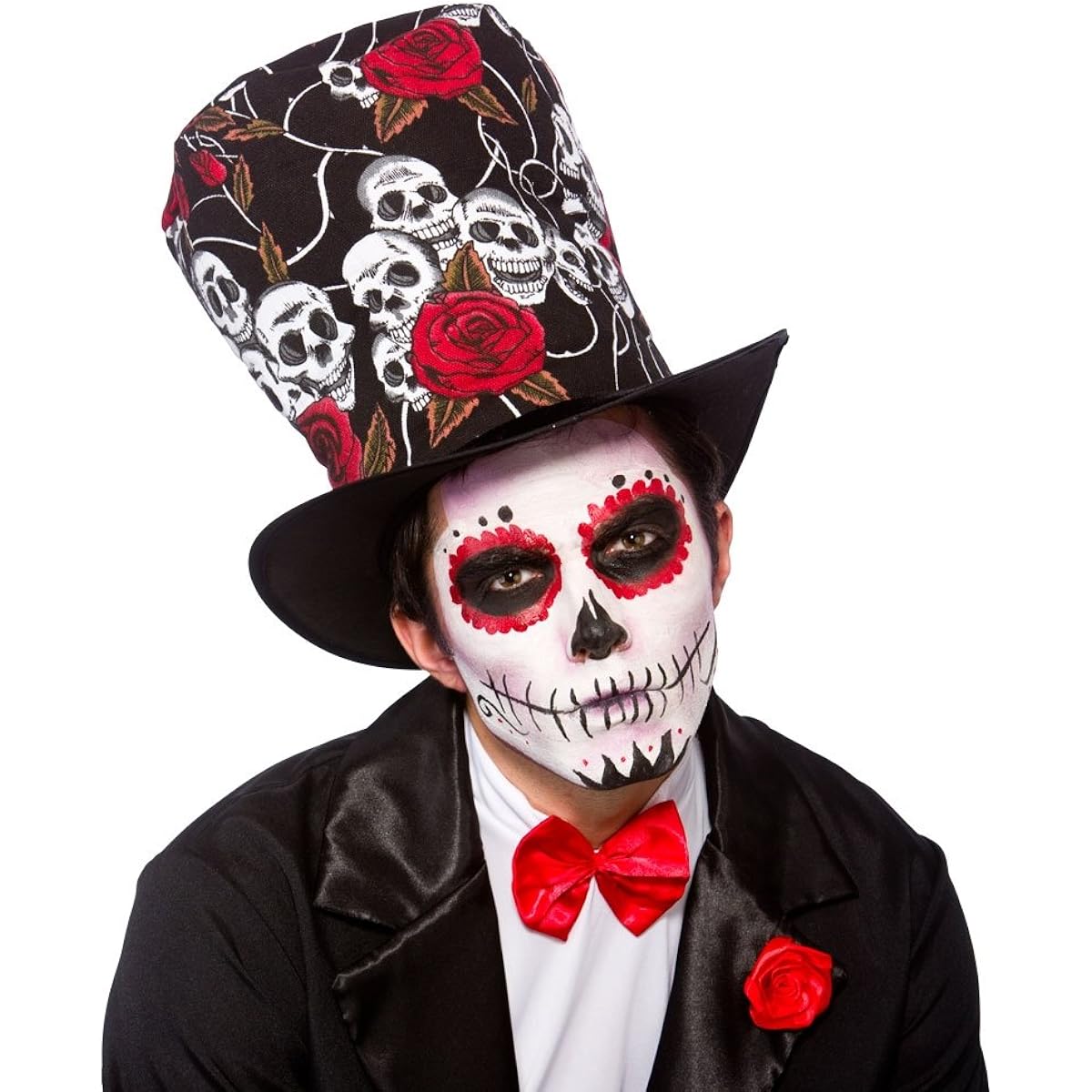 Adult Day Of The Dead Top Hat Fancy Dress Party Accessory Skull Voodoo Halloween