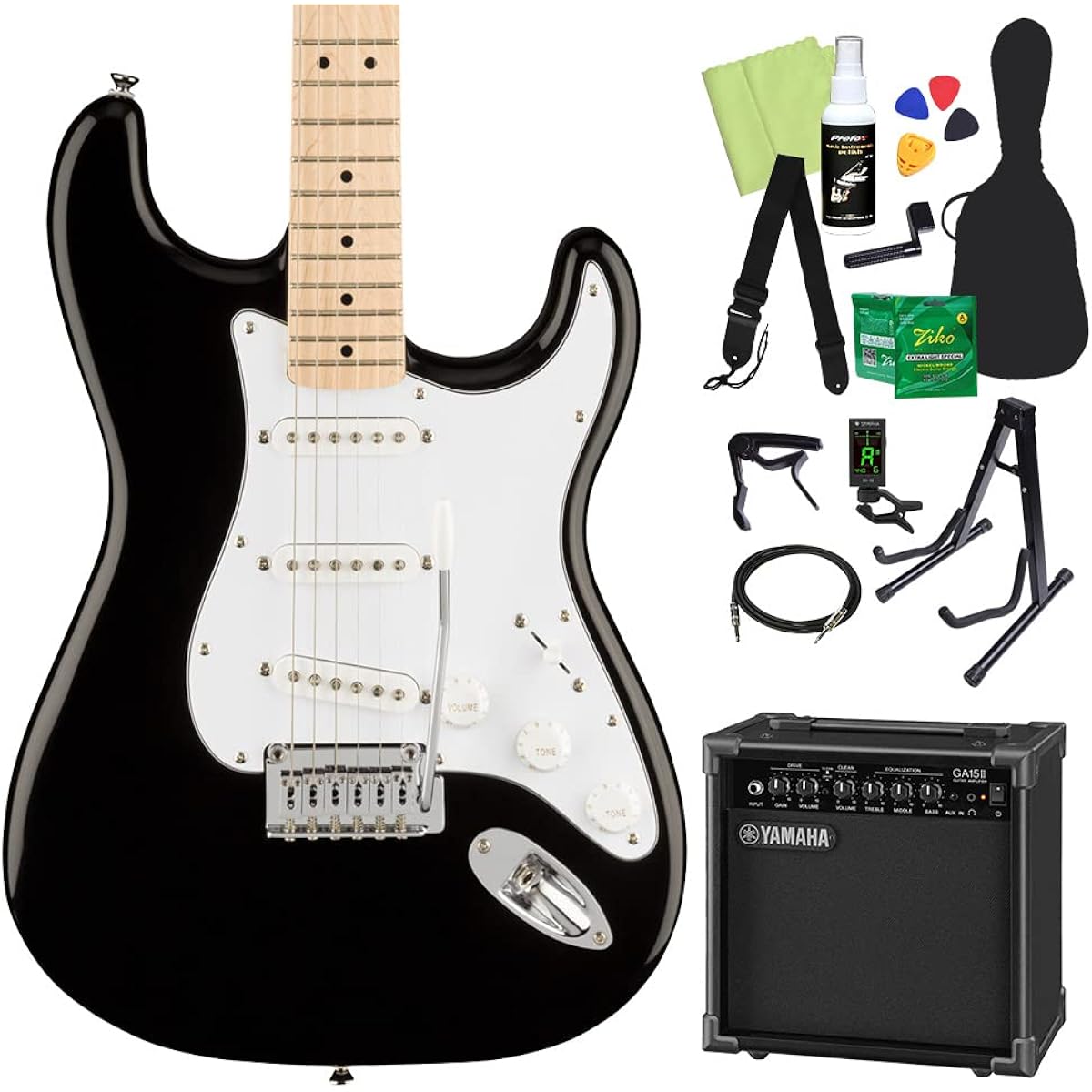 Squier by Fender Affinity Series Stratocaster Electric Guitar Beginner 14-piece Set [With Yamaha Amplifier] BLK Stratocaster Squier/Squier
