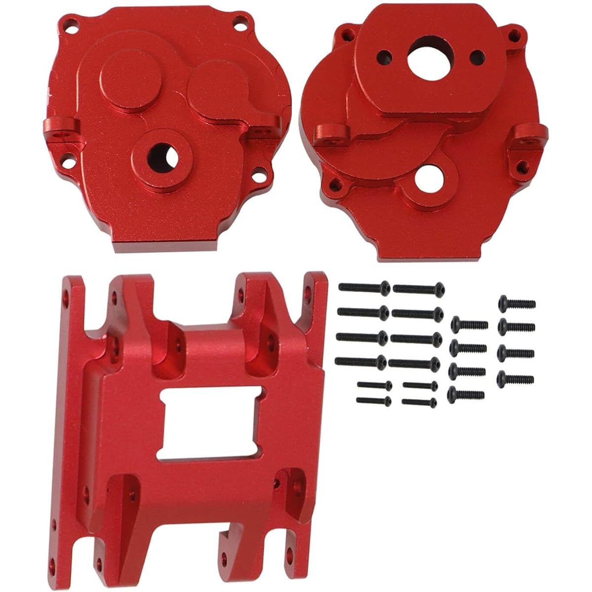 RCMYou RC Upgrade Parts Aluminum Gearbox Transmission Case & Alloy Transmission Mount Gearbox Base Center Frame Brace for 1/18 Traxxas TRX4M, Red