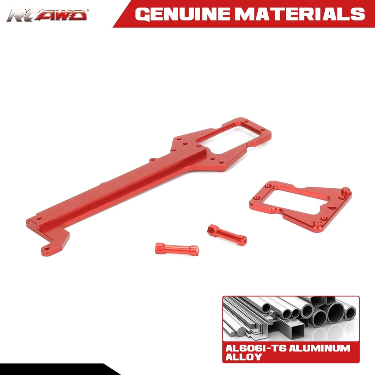 RCAWD Machined Alloy Upper Chassis for 1/18 Traxxas Latrax Rally Latrax Teton RC Car (Red)