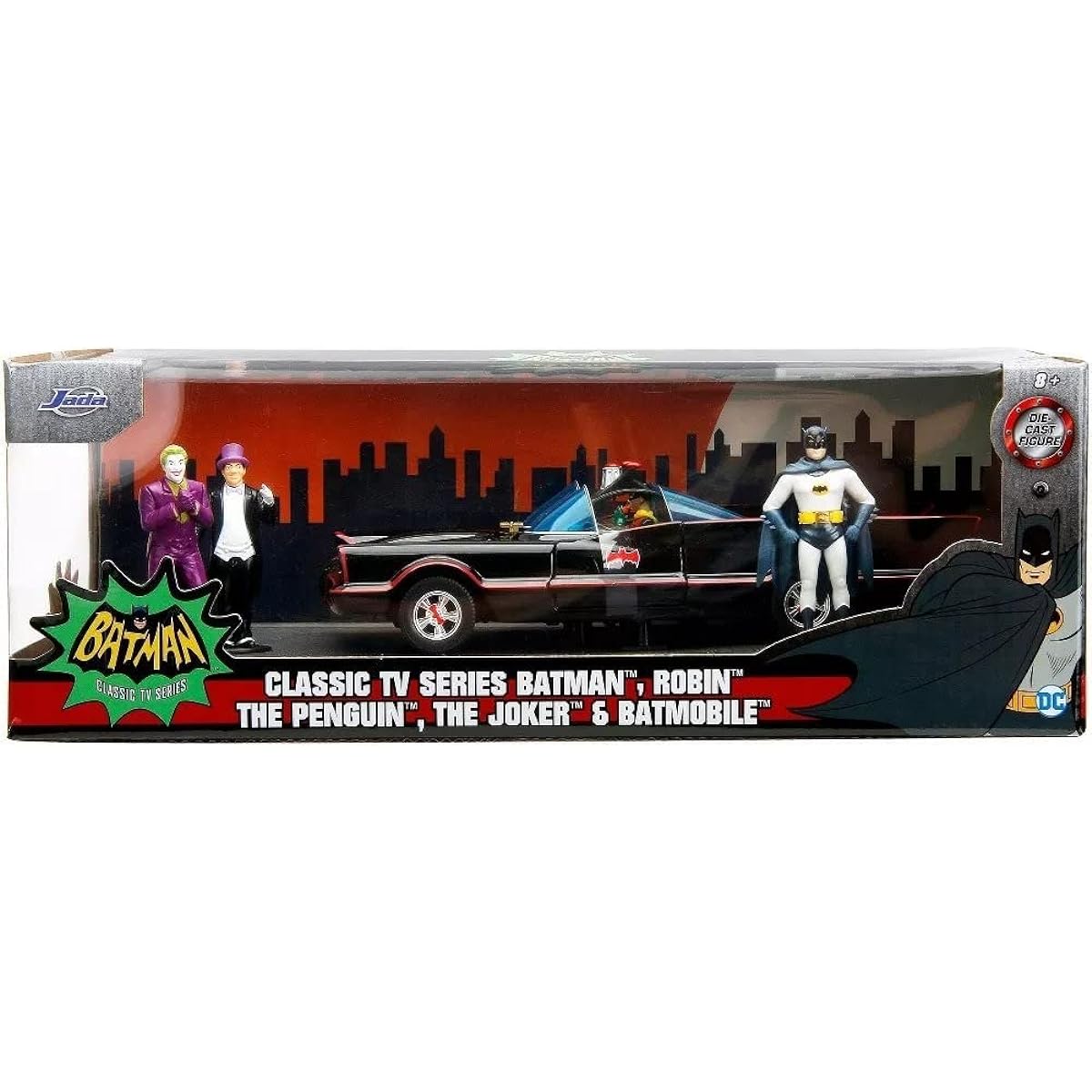 1966 Classic Car Diecast Batman Figure Batman TV Series (1966) Hollywood Rides Series 1/24 Diecast Model Car Jada 33737