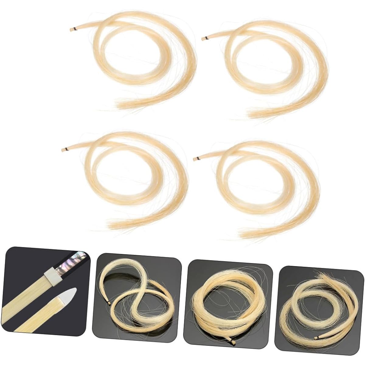 Vaguelly 28pcs Violin Bow Hair Viola Accessories White Horse Tail Hair Natural Student Mongolia