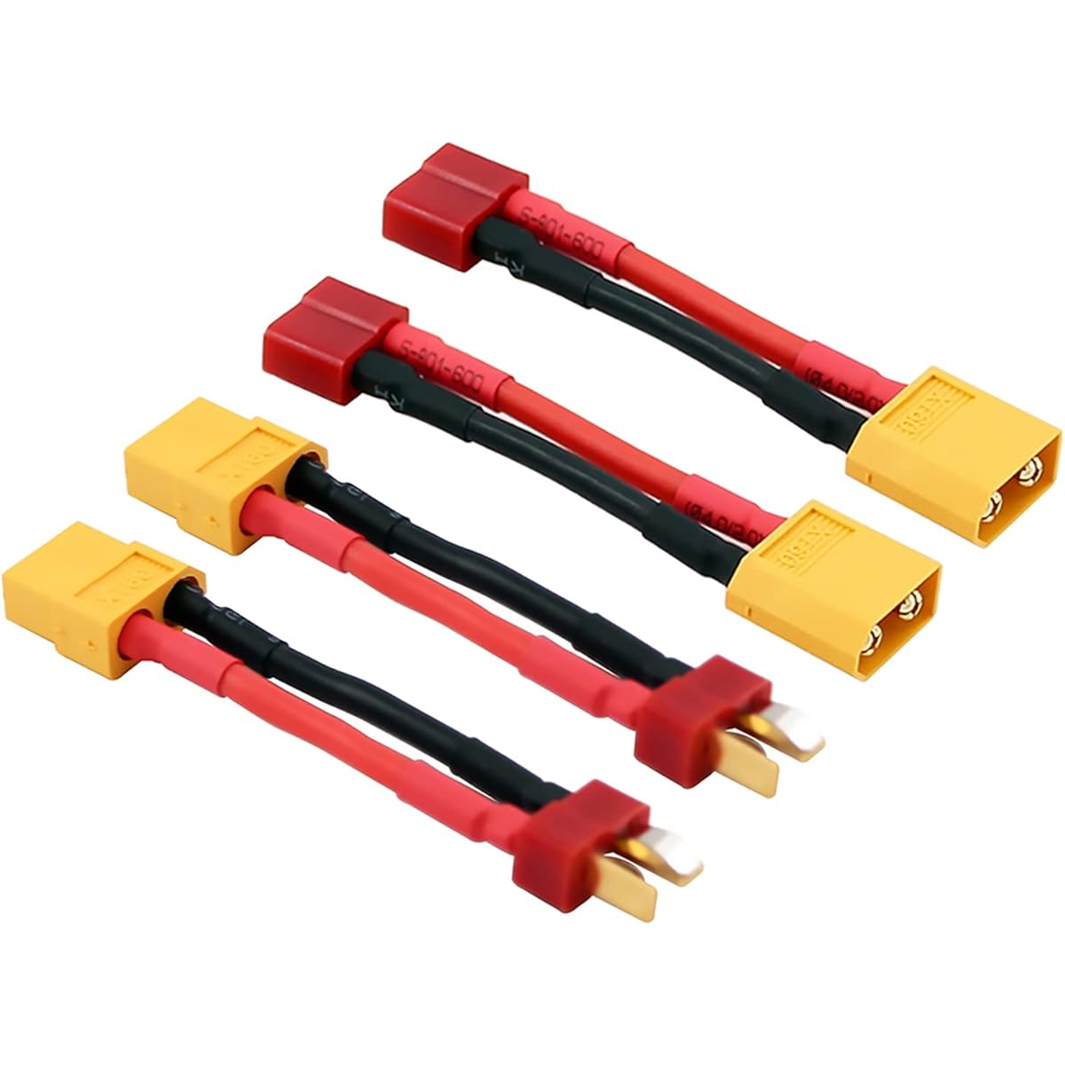 rflaueo 4pcs T Plug Dean's Style XT60 XT-60 Male Female RC Connector Adapter with 14awg 2" Wire (E02-4)