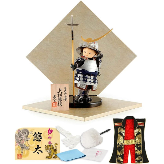 May Doll Ichizo Suzukoshi Yuzan Samurai Doll Child General Decoration Flat Decoration Warrior Boy Samurai Series E. Sword Dance Uesugi (Silver) Type h035-mi-yuiz-mnf-6var