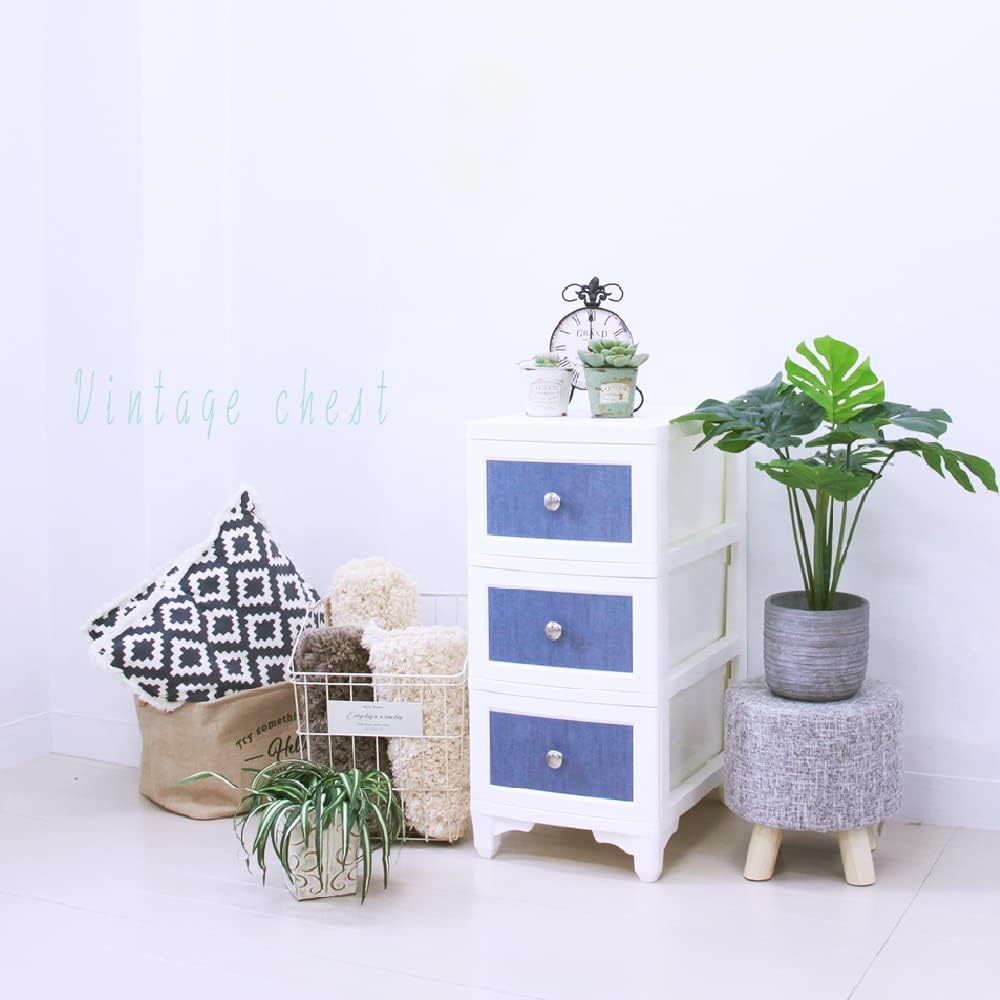 Lilou de coco Scandinavian style vintage chest 3 tiers blue denim