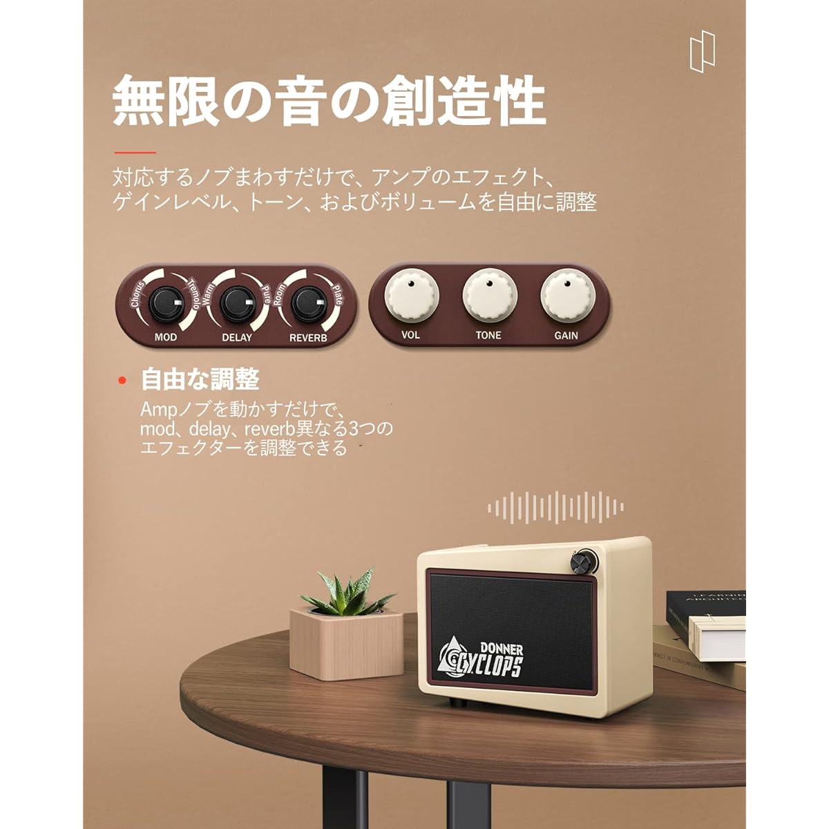 Donner Mini Guitar Amplifier, 5W, 7 Amp Models, Modeling Amplifier, Compact, 40 Drum Machine Types, Delay, Reverb, Built-in Effects, Wireless Connection, Battery Powered, Headphone and AUX IN Terminal, Home Practice