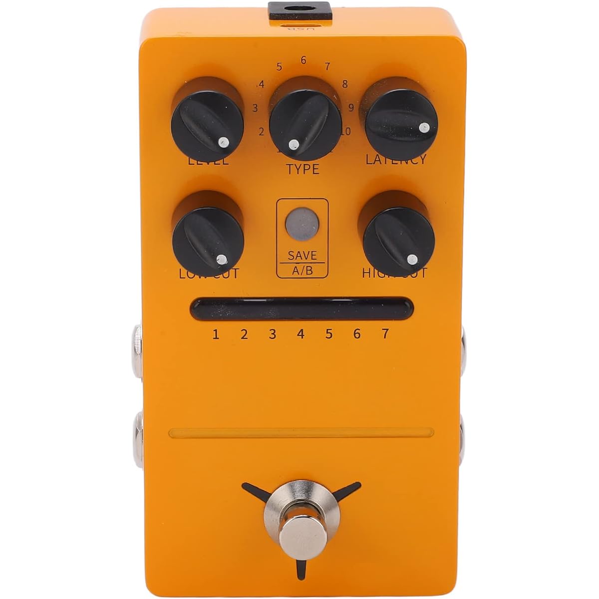 Single Effect Pedal, 7 Preset Slots Yellow Stereo Electric Guitar Effect Pedal with Recording Sticker