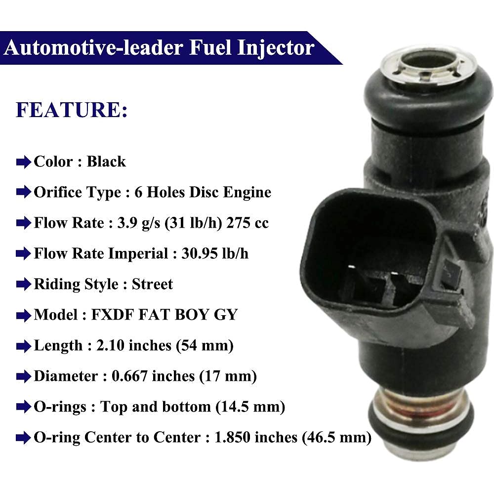 Automotive-leader 2 Pieces 27709-06A Fuel Injector Nozzle 6 Hole Engine 2770906A for Harley-Davidson Dyna Motorcycle Engine 25 Degree 2007 2008 2009 2010 2011 2012 2013 2014 2015