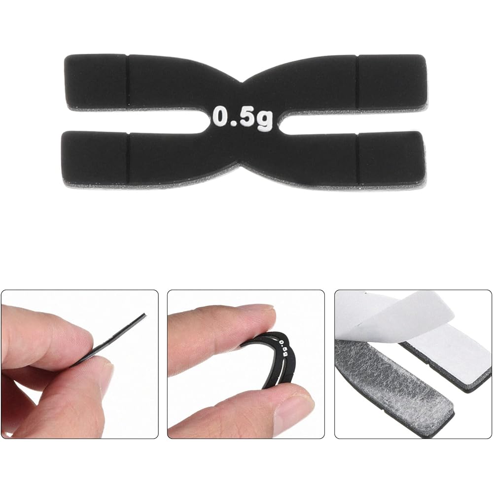 PATIKIL 0.5g Racket Weight Balance Strip 10 Pieces Silicone Badminton Racket Weighted Tape Black