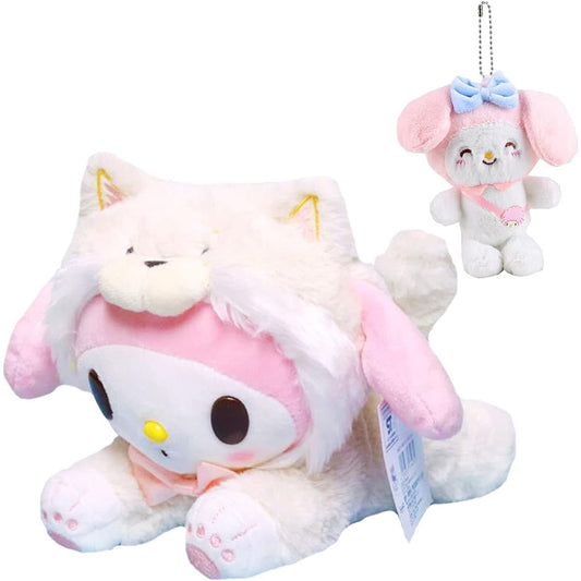 2pcs 14" & 6" Kawaii Cartoon Cosplay Plush Set - Super Soft Skin-Friendly Squishy Long Pillow - Anxiety Relief Stuffed Animal Doll Toy Collectible Gift (Medium 14" + Medium 6")