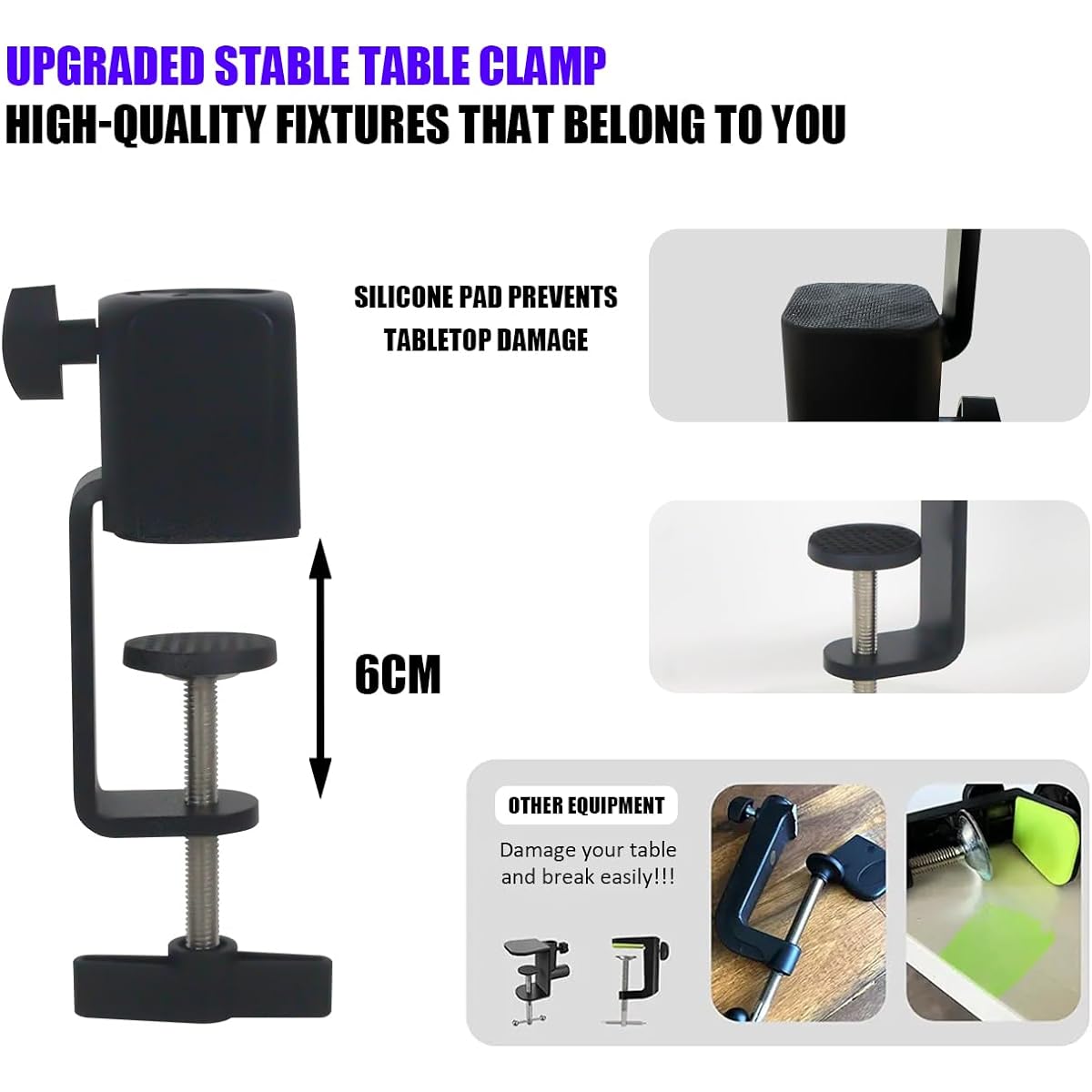 Micfuns ST1 Microphone Stand Arm Holder Boom Desk Arm Microphone Holder with Microphone Upgrade Clip Compatible with 2kg Microphone