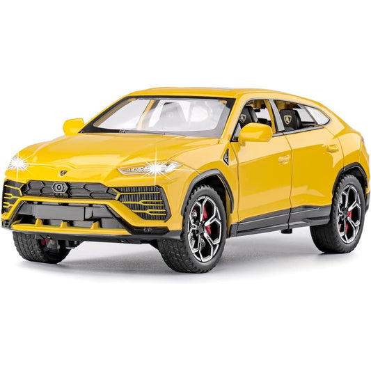 Toy Cars for Boys 1:24 Urus Metal Model Car Toy Diecast Pull Back Gift Car with Lights and Sounds for Kids Ages 3-12 (Yellow 1:24)