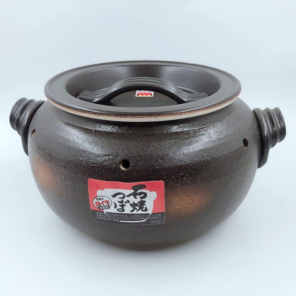 Misuzu Pottery Stone Baked Potato Pot "Imotaro" Pot with Natural Stone 500g Brown Sweet Potato