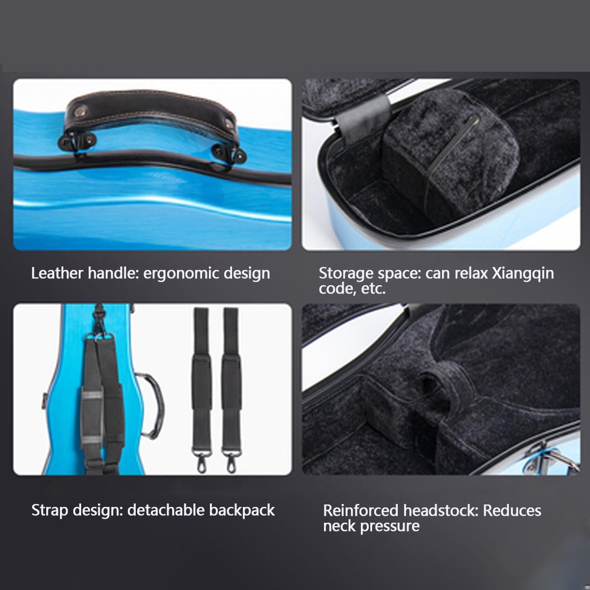 Violin Case Full Size 4/4 Hard Case, Lightweight Carbon Fiber with Built-in Hygrometer and Shoulder Strap Multicolor, Black