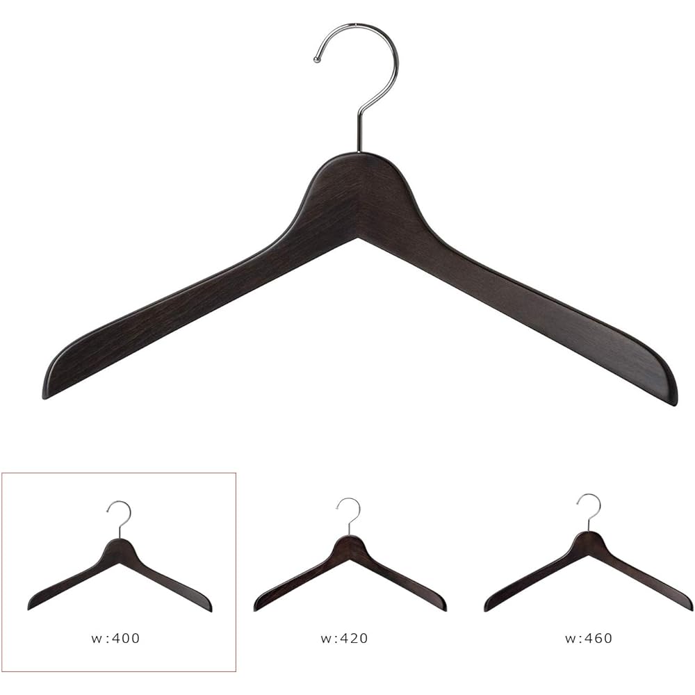 [Nakata Hanger] Made in Japan Small Wooden Men's Shirt Hanger Set of 5 Smoke Brown SET-02 (400mm)