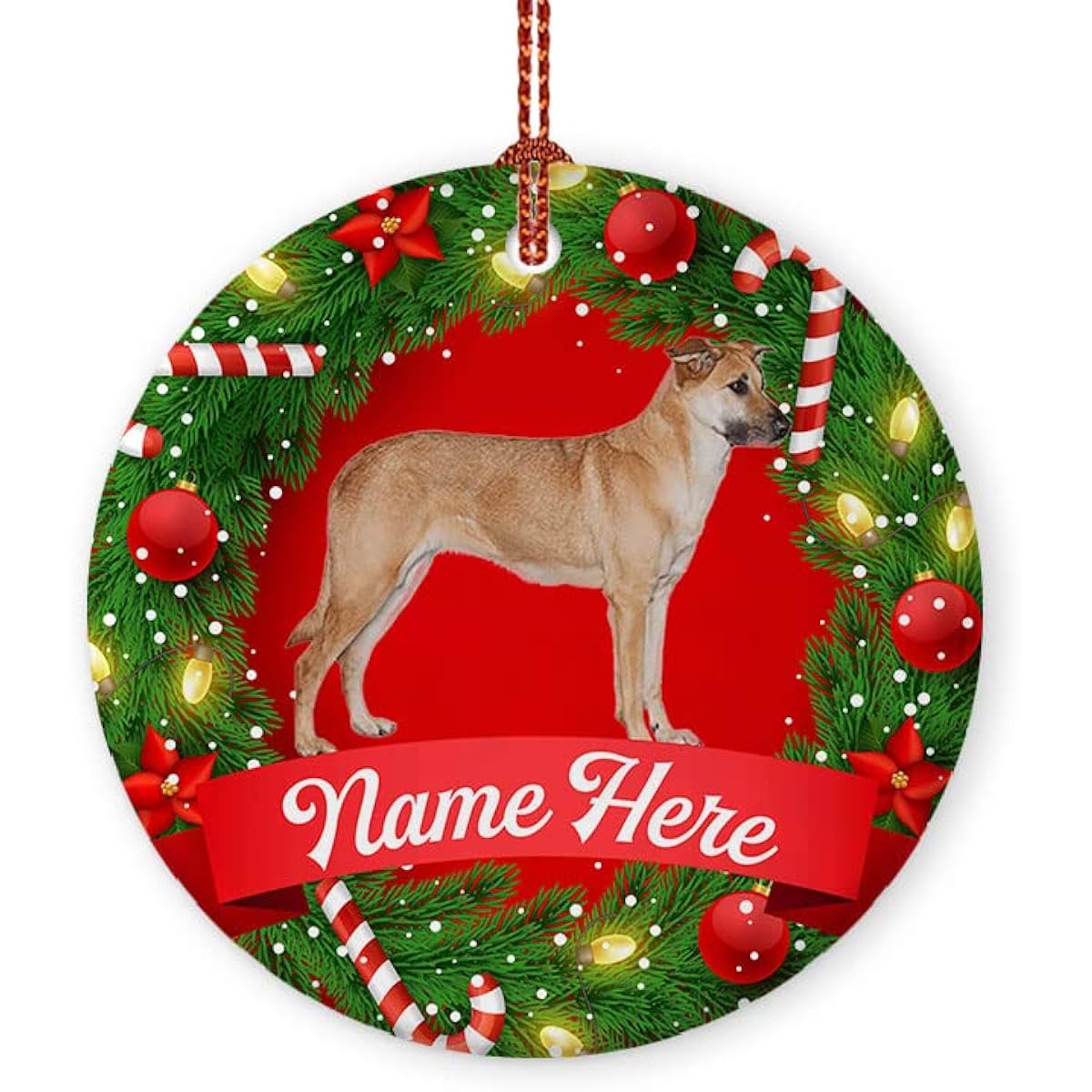 Prezzy Chinook Ornament for Christmas Tree Ornament 2022 Personalized Animal Lover Gift Christmas Decoration Hanging Ceramic Holiday Favor Ornament Circle 3" White