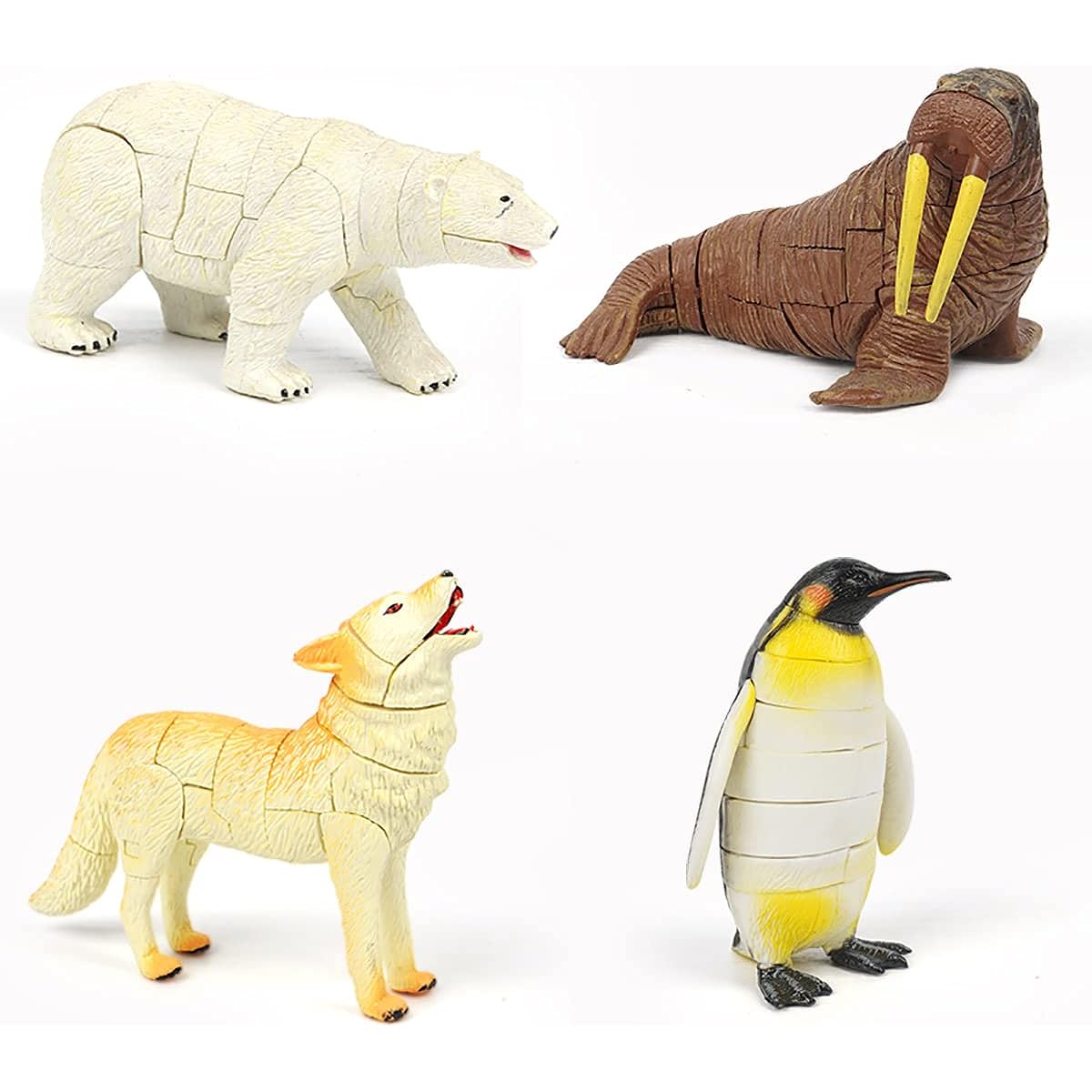 Assorted 4pcs/set of Ukenn 3d Polar Life Animal Puzzles Diy Arctic Wolf Penguin Walrus Polar Bear Models Kids Educational Toy 2666
