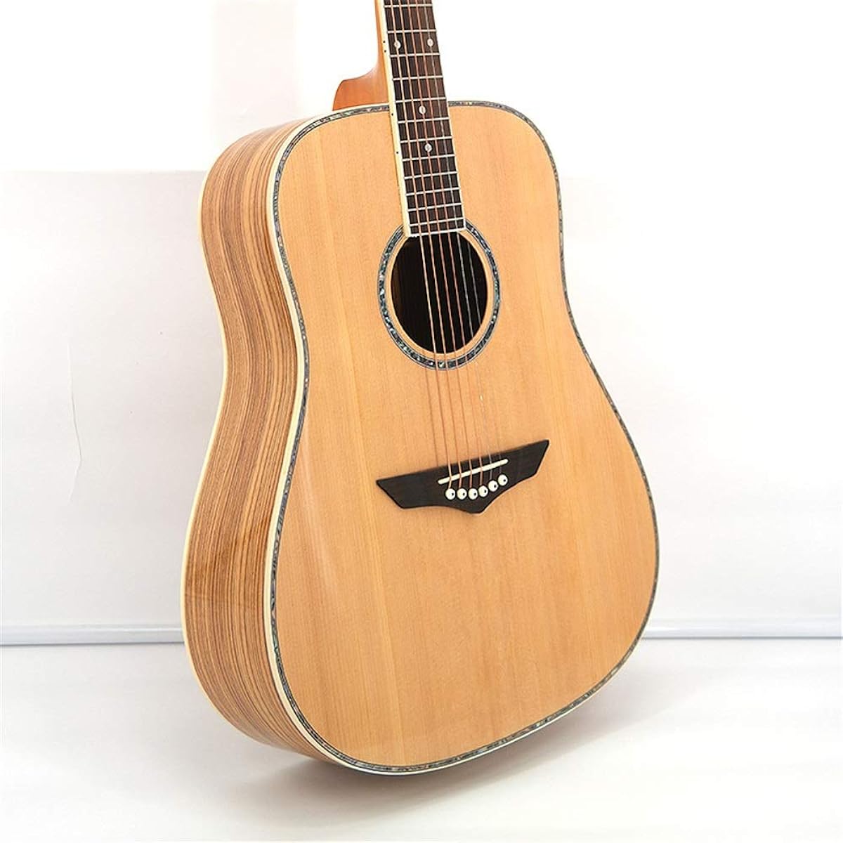 Beginner's Practice Guitar, Single Board Guitar, Zebrawood Spruce Single Guitar, Elementary School Student, Adult, Beginner Guitar (Color: Barrel light, Size: 41 inches)