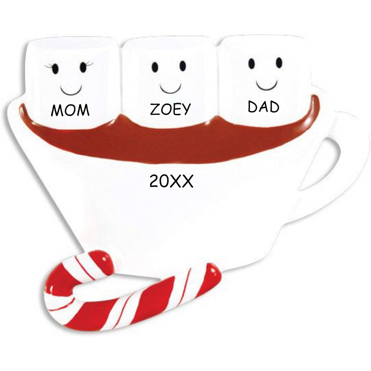 Personalized Hot Chocolate and Marshmallows Family Christmas Ornament