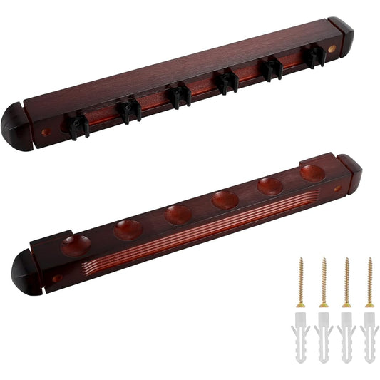 HMQQ Billiard Cue Rack/Pool Cue Rack with Holder for 6 Pool Cue Sticks (MAHOGANY)