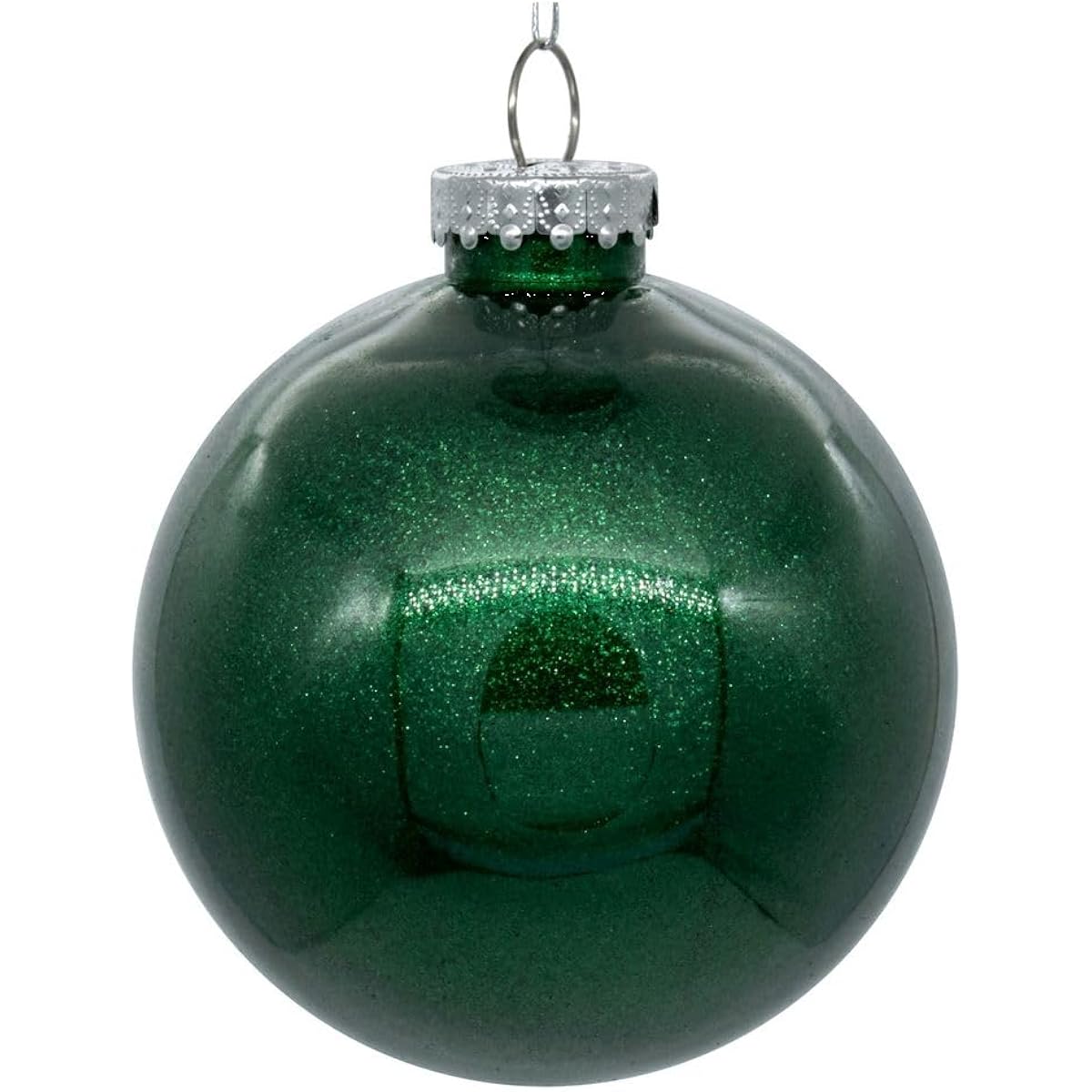 Vickerman 6" Clear Ball Christmas Ball Christmas Ornament with Emerald Glitter Decor