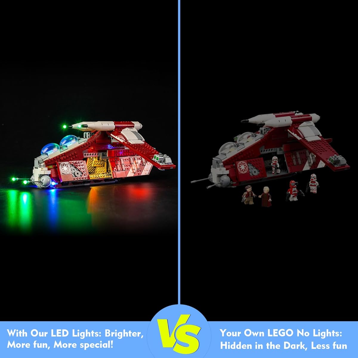 VONADO LED Light Kit for Coruscant Guard Gunship™ 75354 Remote Control Creative Lighting Set Accessories Compatible with 75354 Building Set (Lights Only, No Model)
