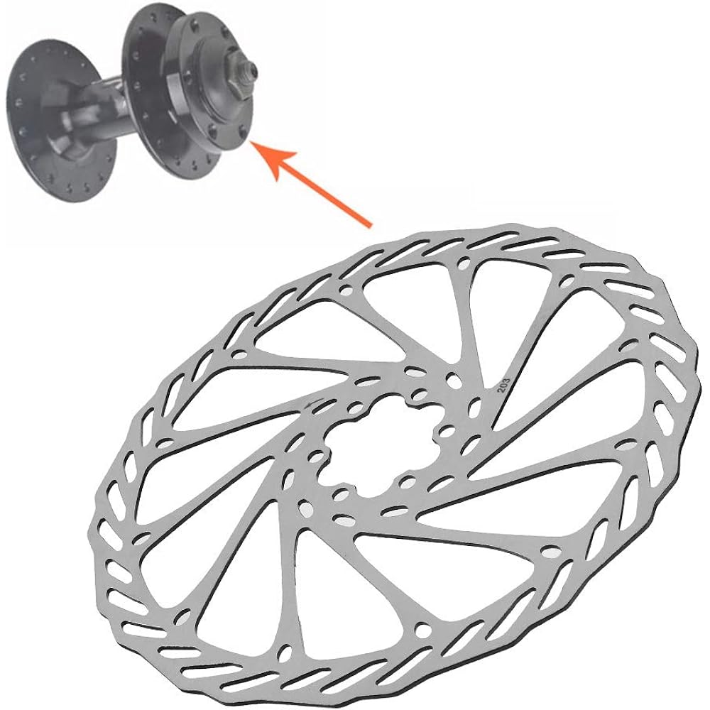 Bike Disc Brake Set Bicycle Disc Brake Rotor 203mm/8 inch 6 Bolts Stainless Steel Corrosion Resistant Heat Dispersion Direct Replacement Extended Rotor Life High Quality Bicycle Brake Disc Pad for Mountain Bikes