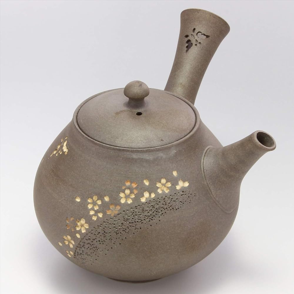 Yamakiikai Aomine Ware Butterfly and Cherry Blossom Teapot