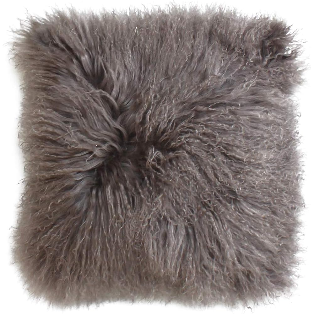 Shearling Cushion Natural Long Hair Robin's Egg 41 x 41cm Tibetan Lamb Cushion NC046RE