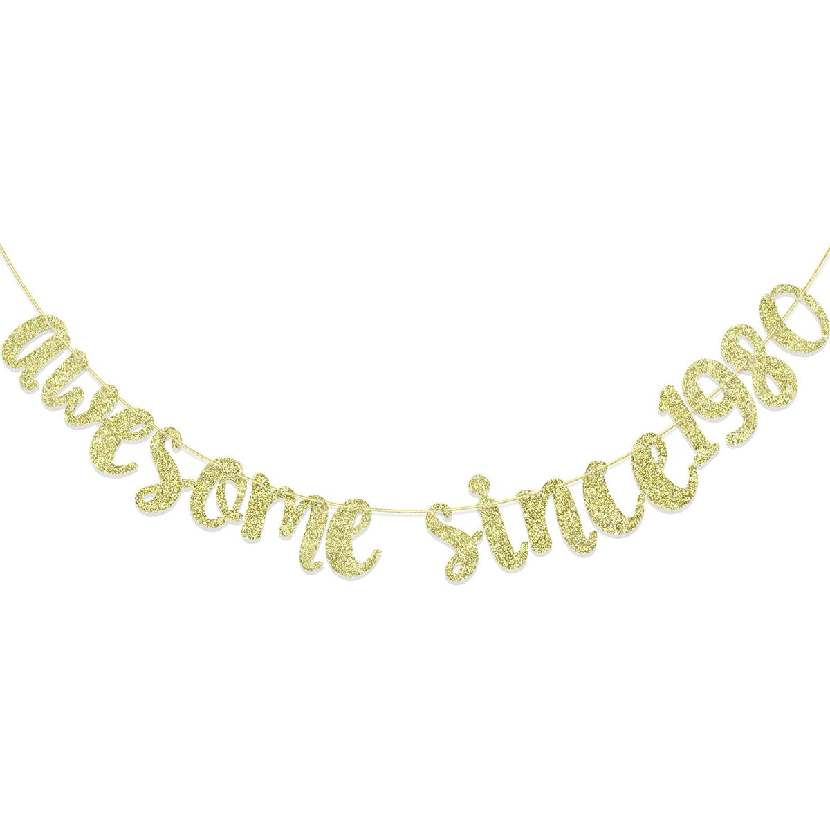 Awesome Since 1980 Banner for 42nd Birthday Decorations for Men Women Wedding Anniversary Supplies 42nd Anniversary Party Pre-Assembled Bunting Photo Backdrop (Gold Glitter)
