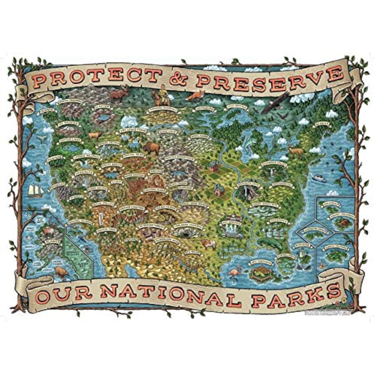 Ravensburger 82090 Great Outdoors Puzzle Series Protect and Protect America | 300 Piece Puzzle for Adults - Every Piece is Unique, Soft Click Technology Fits Pieces Together