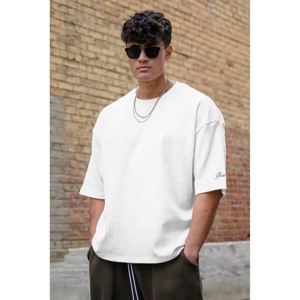 [KULIXI] Gym T-shirt, Men's, Stretch, Short Sleeve, Fitness, Training, Muscle Training, Sports, Stylish, Oversized, Round Collar, Half Sleeves DX5268