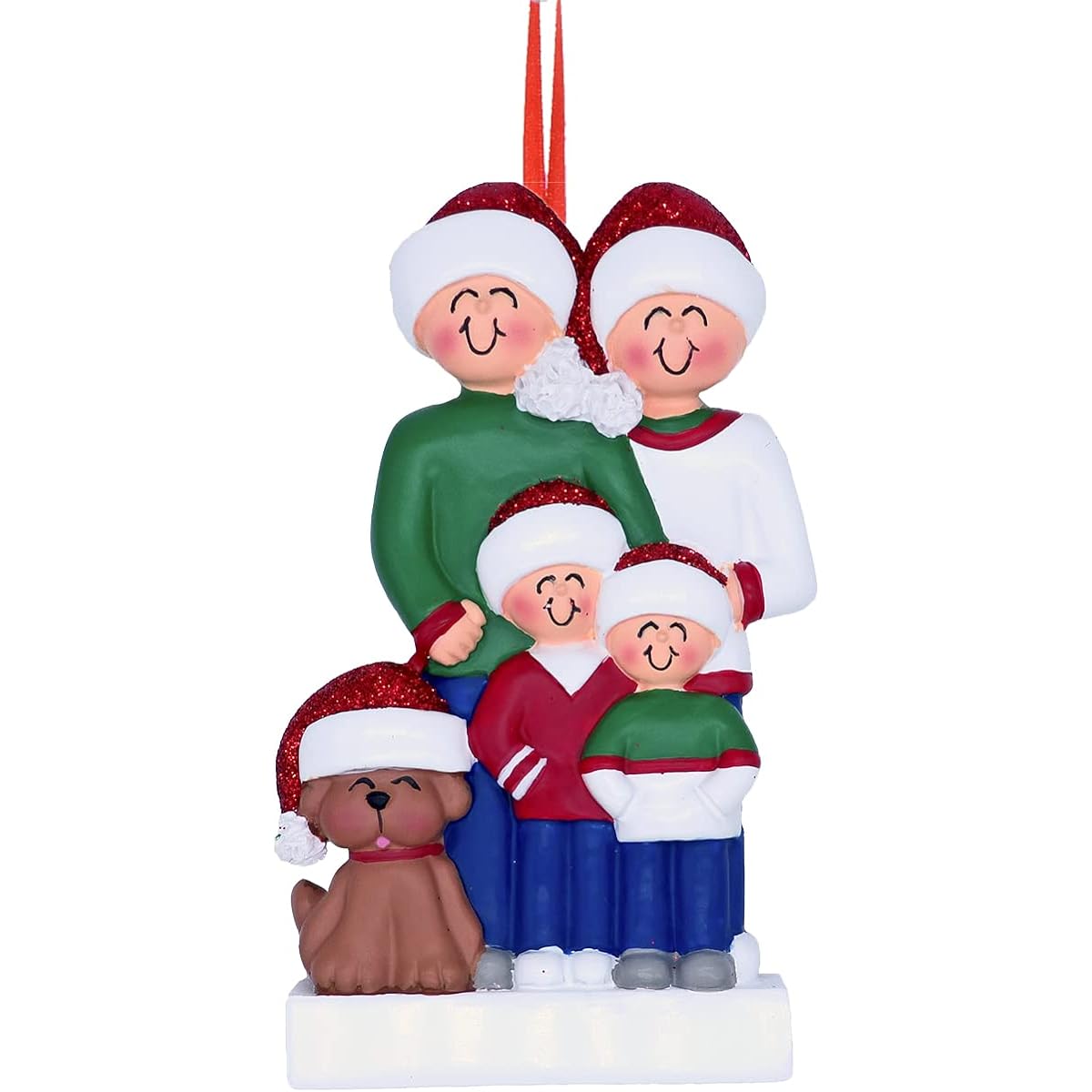 Personalized Family Ornaments 2022 - Smiling Family of Four Christmas Ornaments 2022 - Dog Ornaments 2022 Family of Four Ornaments with Dog Personalized Dog Ornaments 2022 - Free Customization