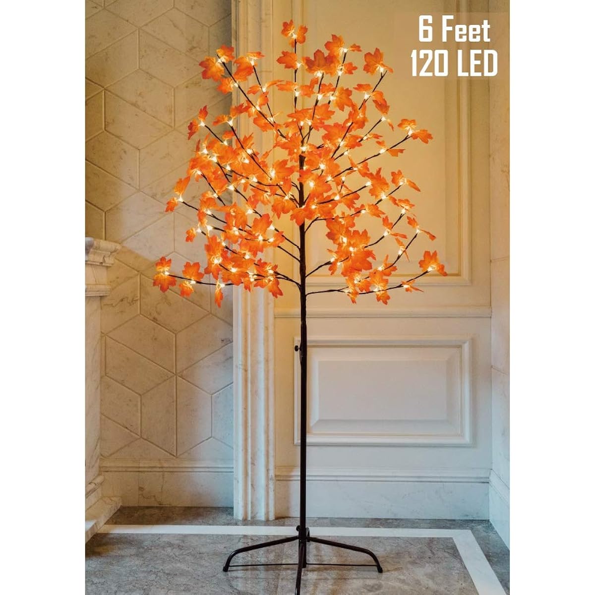 Twinkle Star Lighted Maple Tree, 6ft 120 LED Artificial Tree with Lights for Thanksgiving Harvest Fall Festival Home Party Decorations
