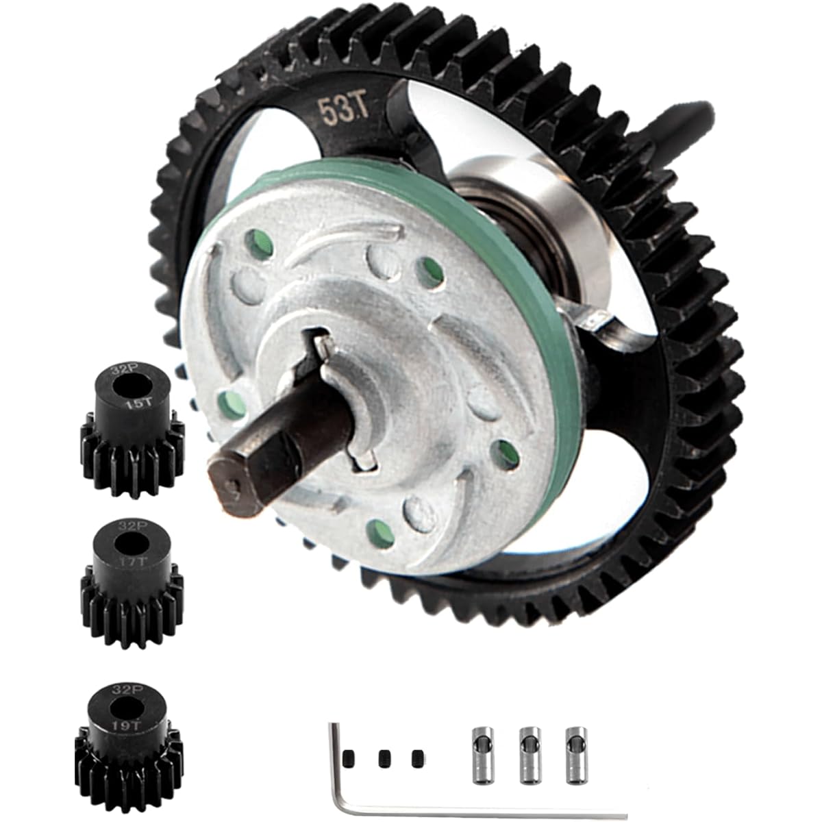 Rcarmumb Steel #45 Differential Gear Slipper Clutch 53T Spur Gear 15T/17T/19T Pinion Gear Set for 1/10 Slash 4X4 / Stampede 4X4 / Rustle 4X4