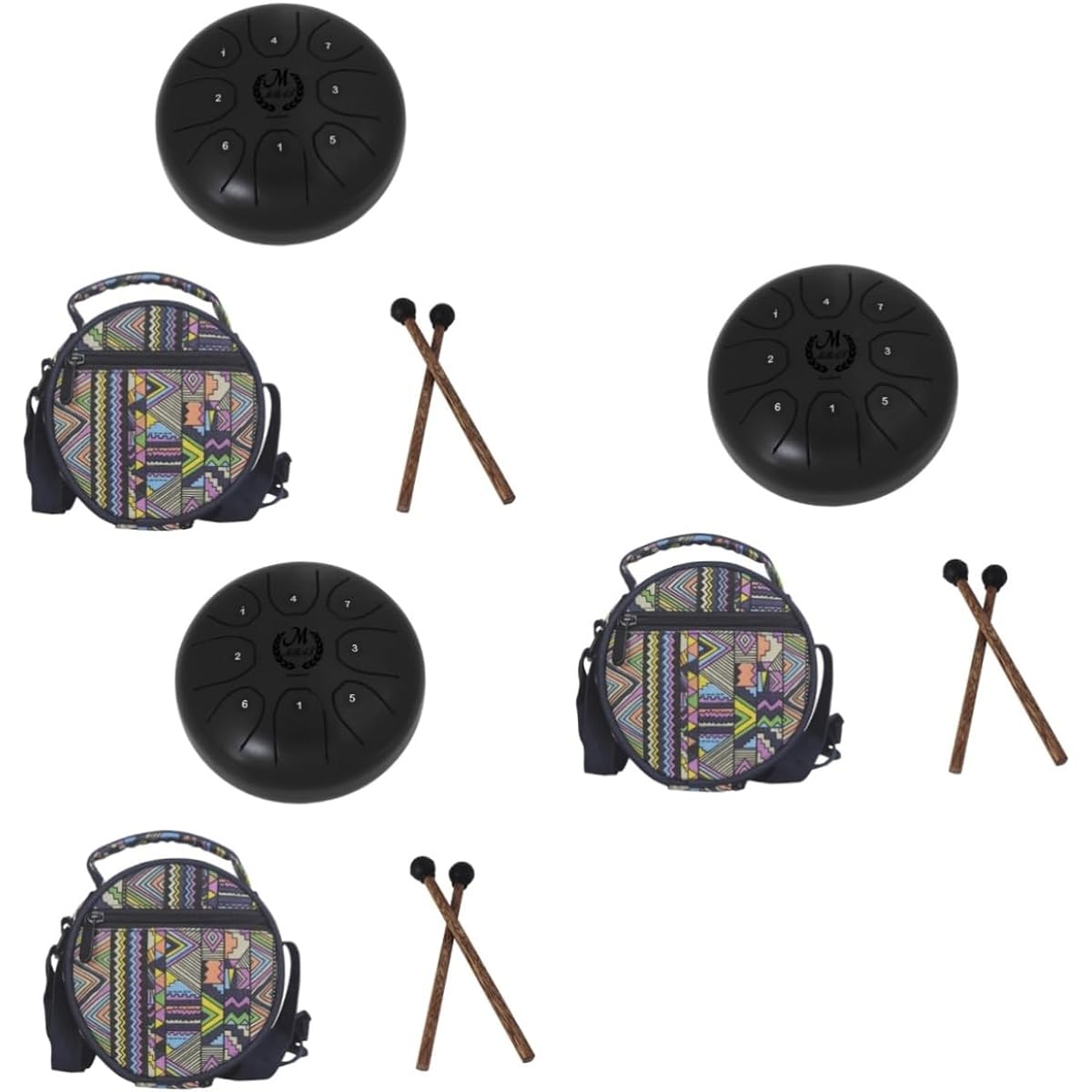 VICASKY 3 Set Steel Tongue Drum Kids Musical Flower Tongue Drum Lotus Drum Pentatonic Drum Wood Pocket Drum Gift Choice