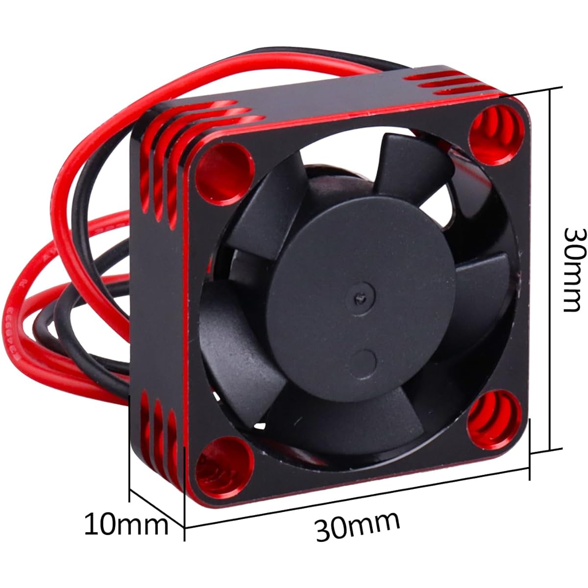 GoHobby 30x30x10mm RC Motor/ESC Cooling Fan Aluminum Case for RC Car (Red & Black)