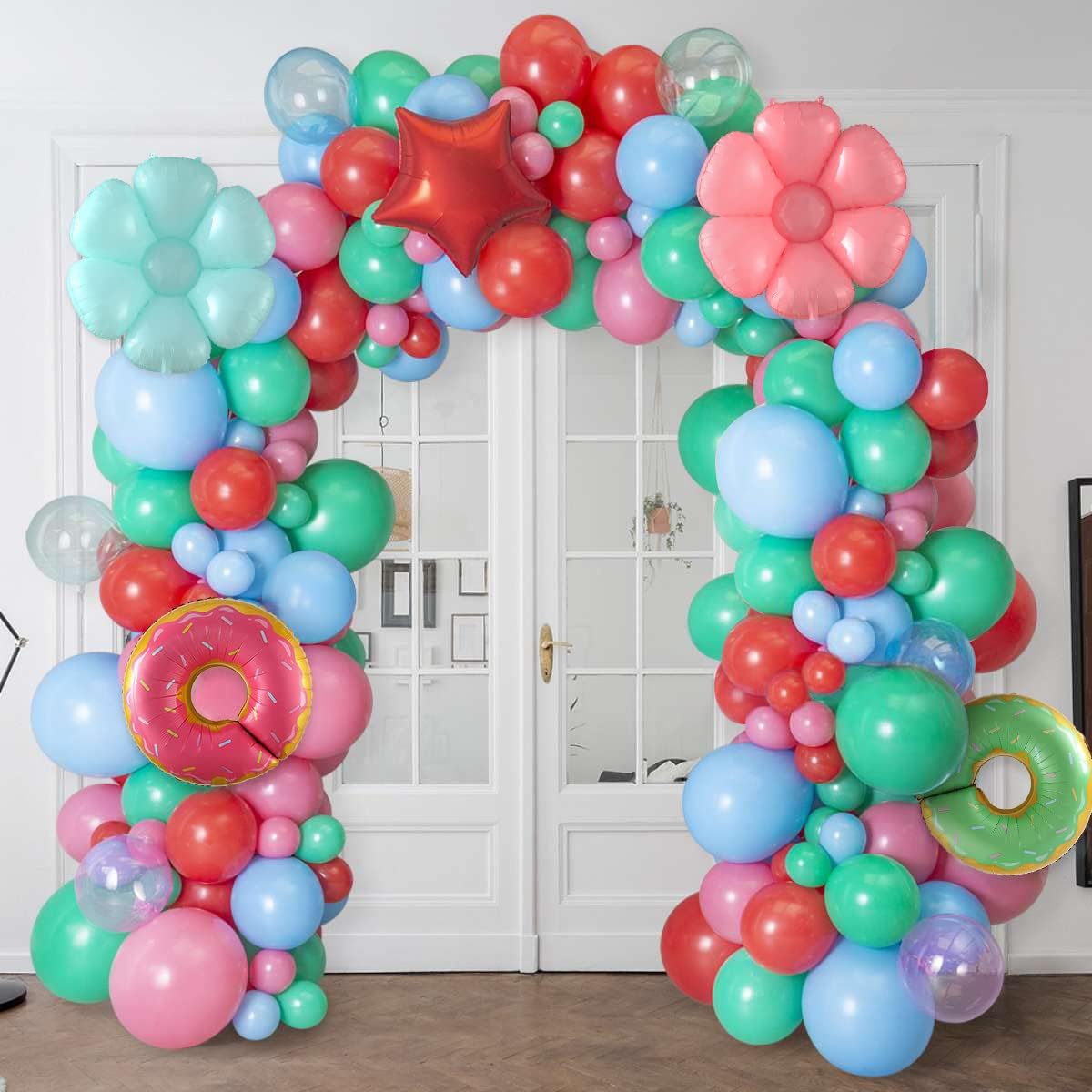 BALONAR 150pcs DIY Pink Pig Birthday Balloon Garland Kit 27/18/12/10/5 inch Latex Balloons for Kids Birthday Party Baby Shower Ceremony Anniversary Balloon Chain (Colorful)