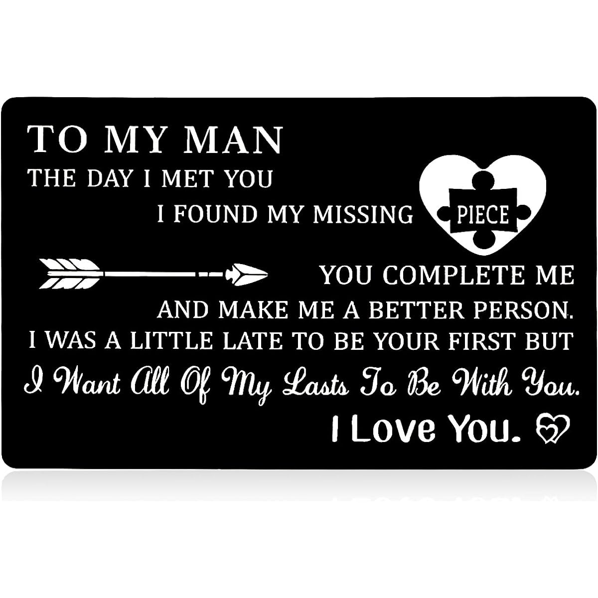 To Man Man Wallet Insert Card Engraved Love You Notes Christmas Gift for Him Husband Stocking Stuffer Boyfriend Birthday Anniversary Valentine Men Fiance Groom Wedding Engagement