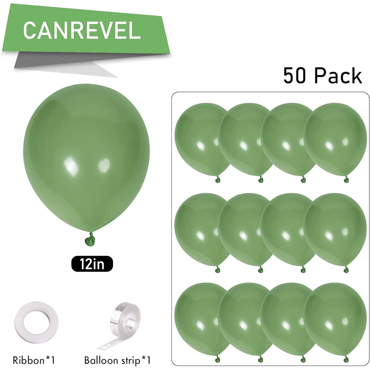 50pcs Sage Green Balloons Latex Balloons 12inch Party Balloon Kit