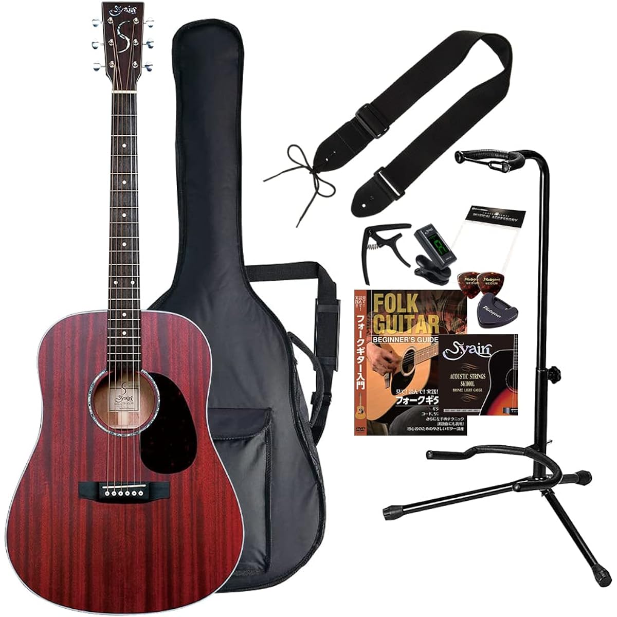 S.Yairi Acoustic Guitar Beginner Set Dreadnought Type Wine Red YD-4M/WR Standard Set
