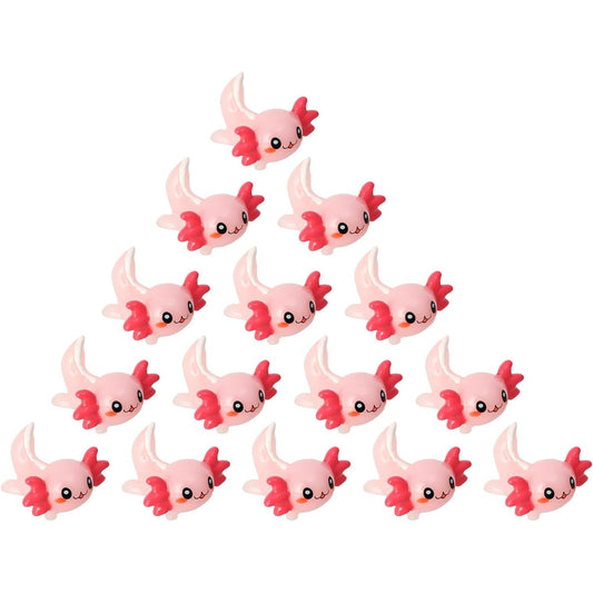 15pcs Mini Resin Axolotl Cute Pink Axolotl Small Animal Figurine Miniature Figure Garden Scenery Aquarium Dollhouse Ornament Potted Plant Decoration DIY Craft Christmas
