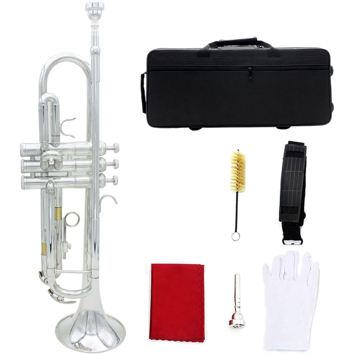 Trumpet Professional Trumpet BB B Flat Brass Instrument Two Color Joint Case Strap Mouthpiece Musical Instrument Accessories Trumpet Instrument (Color : Gold)