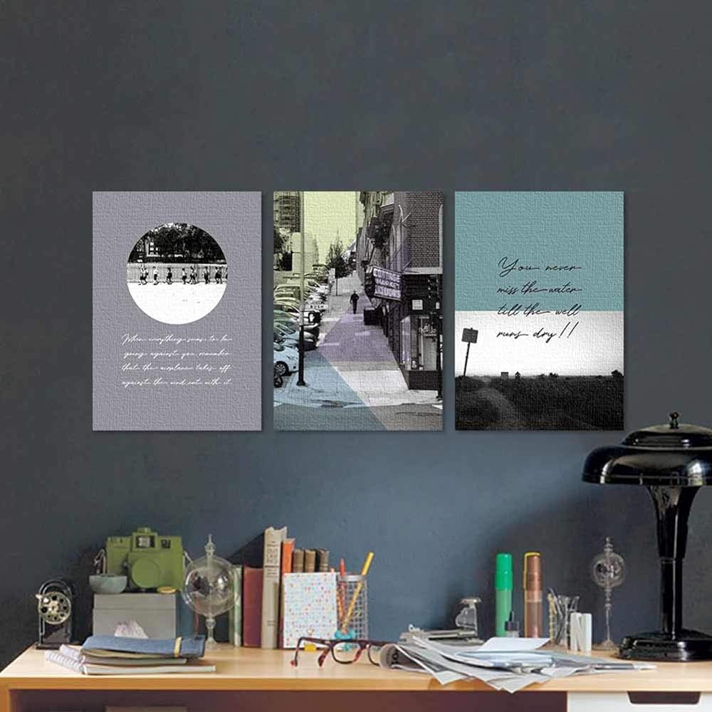 CREA Journey Art Panel 3 Pieces Wall Hanging Interior Entrance Wall Decoration Painting Simple Modern Stylish Cute Panel Set (journey, 3)