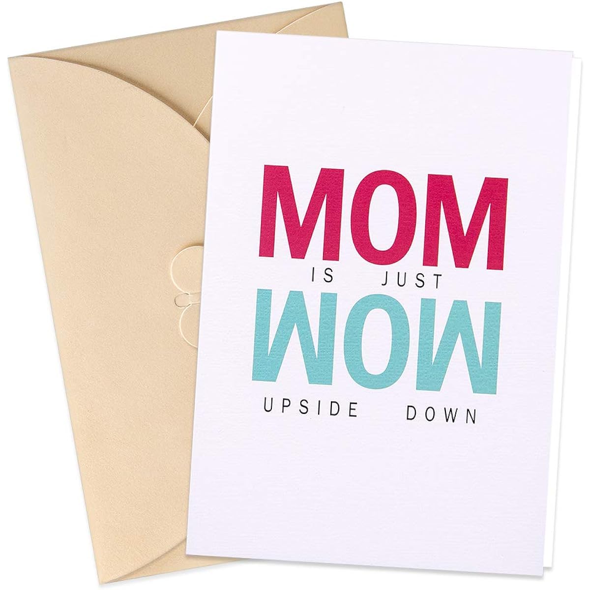 SICOHOME Mother's Day Card from Daughter 4" x 6" Mother's Day Card with Envelope Mom is Just Wow Upside Down