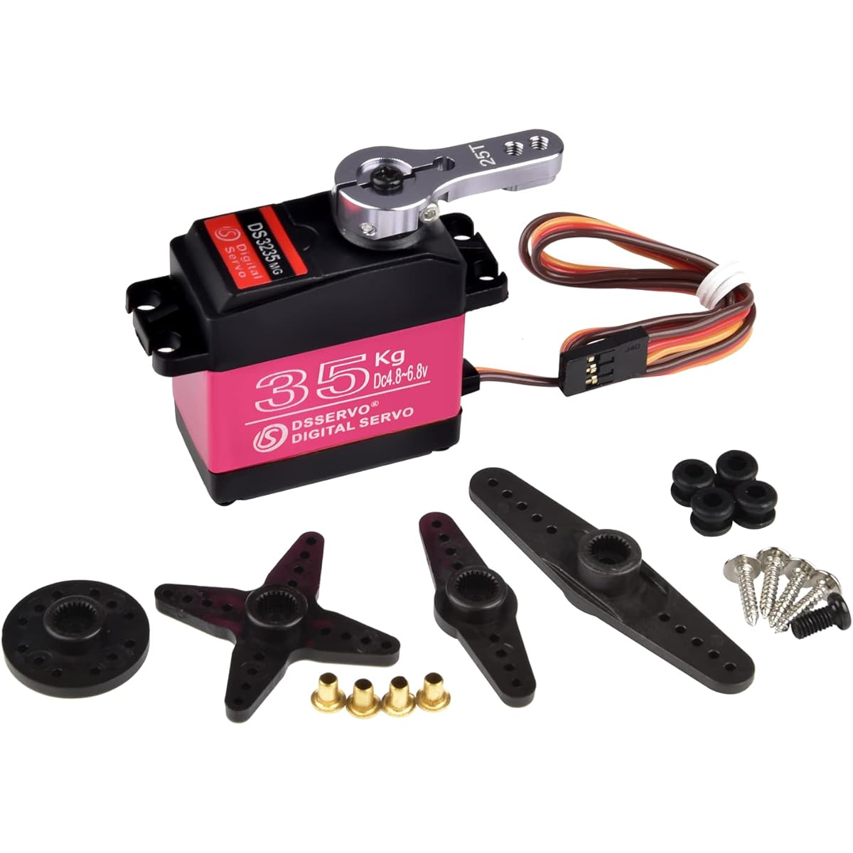 Steering Servo Motor 35KG High Torque - Full Metal Gear Digital Servo Baja Servo Waterproof Servo Mechanical Arm Joint Servo for Robot RC Car (Control Angle 180°)